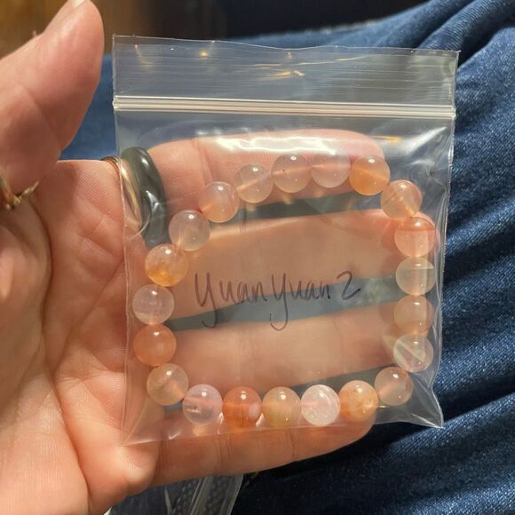 Yuan yuan Agate bracelet striped layers light rainbow colors stretch 10mm 7.5” n - Picture 16 of 16